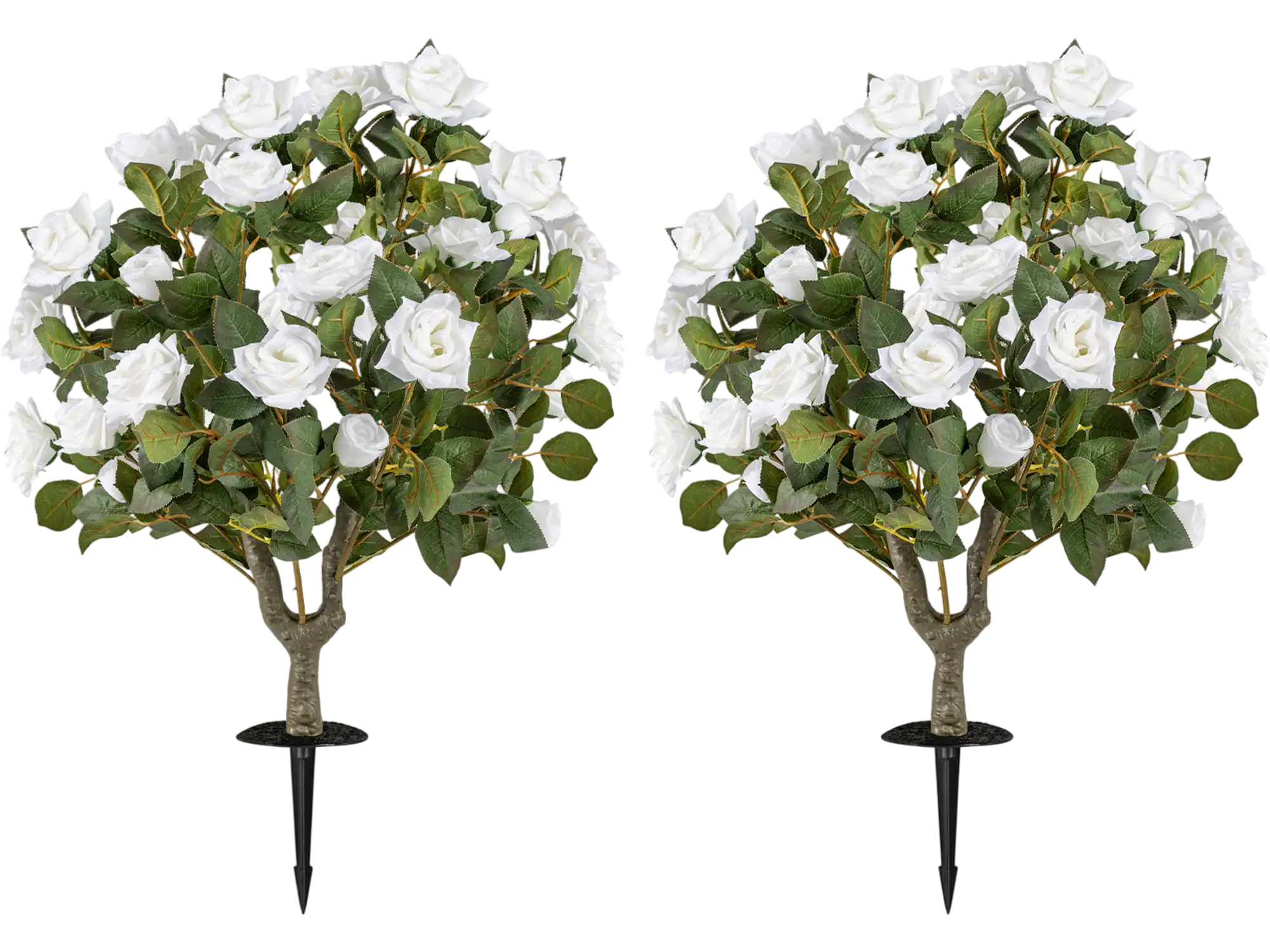 Costway 2 Pack Artificial Rose Flower Trees White 18 Flowers Spikes 23746555 New