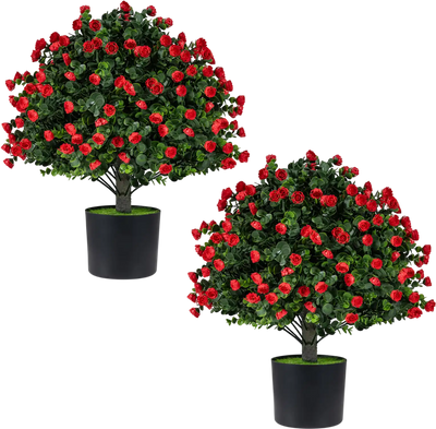 Costway 2 Pack Artificial Rose Topiary Ball Trees 18483654 New