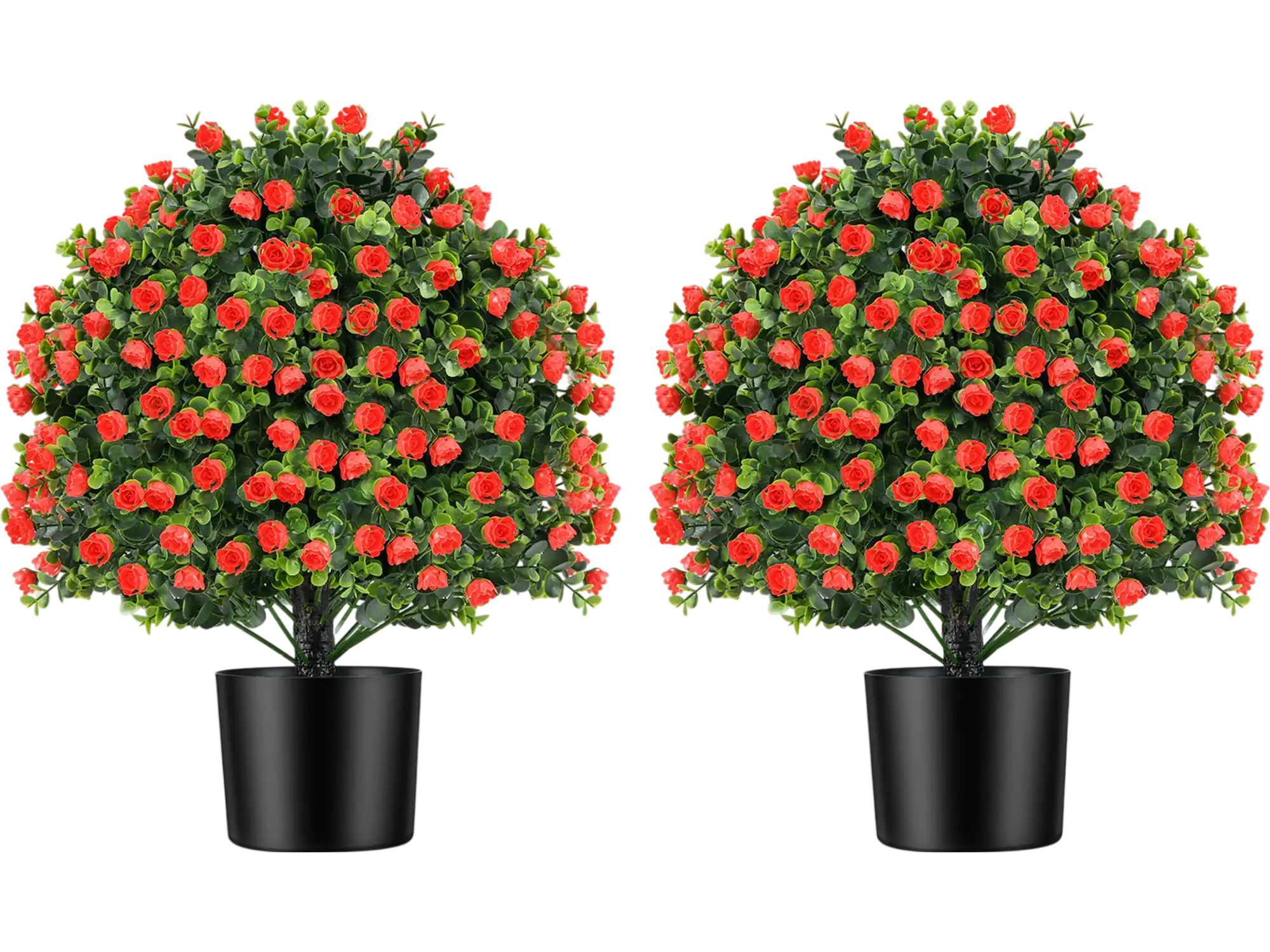 Costway 2 Pack Artificial Rose Topiary Ball Tree Faux Shrub Bushes with Flowers 736281459 New