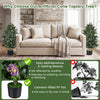Artificial topiary cone tree with 49 purple flowers in a cement-filled pot, perfect for indoor and outdoor decor.