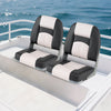 Two ergonomic boat seats in gray with thick sponge padding, waterproof PVC leather, ideal for comfortable boating.