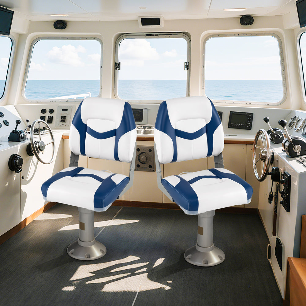 2-Pack Boat Seats with Fixing Bolts and Hinges-Blue - Gallery View 1 of 10