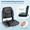 Ergonomically curved black boat seat with soft sponge filling, designed for comfort and waterproof durability.