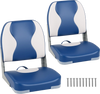 Blue boat seats with thick sponge padding, PVC leather, ergonomic design, foldable for easy storage, includes.