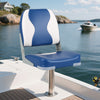 Ergonomically designed blue boat seat with thick sponge padding, made of weather-resistant PVC leather for comfort on.