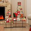 Christmas tree photo holder set featuring 36 round clips on a sturdy black metal rack, ideal for festive displays.