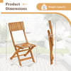 Dimensions of sturdy wood folding chairs with slatted backrest, ideal for outdoor events and space-saving storage.
