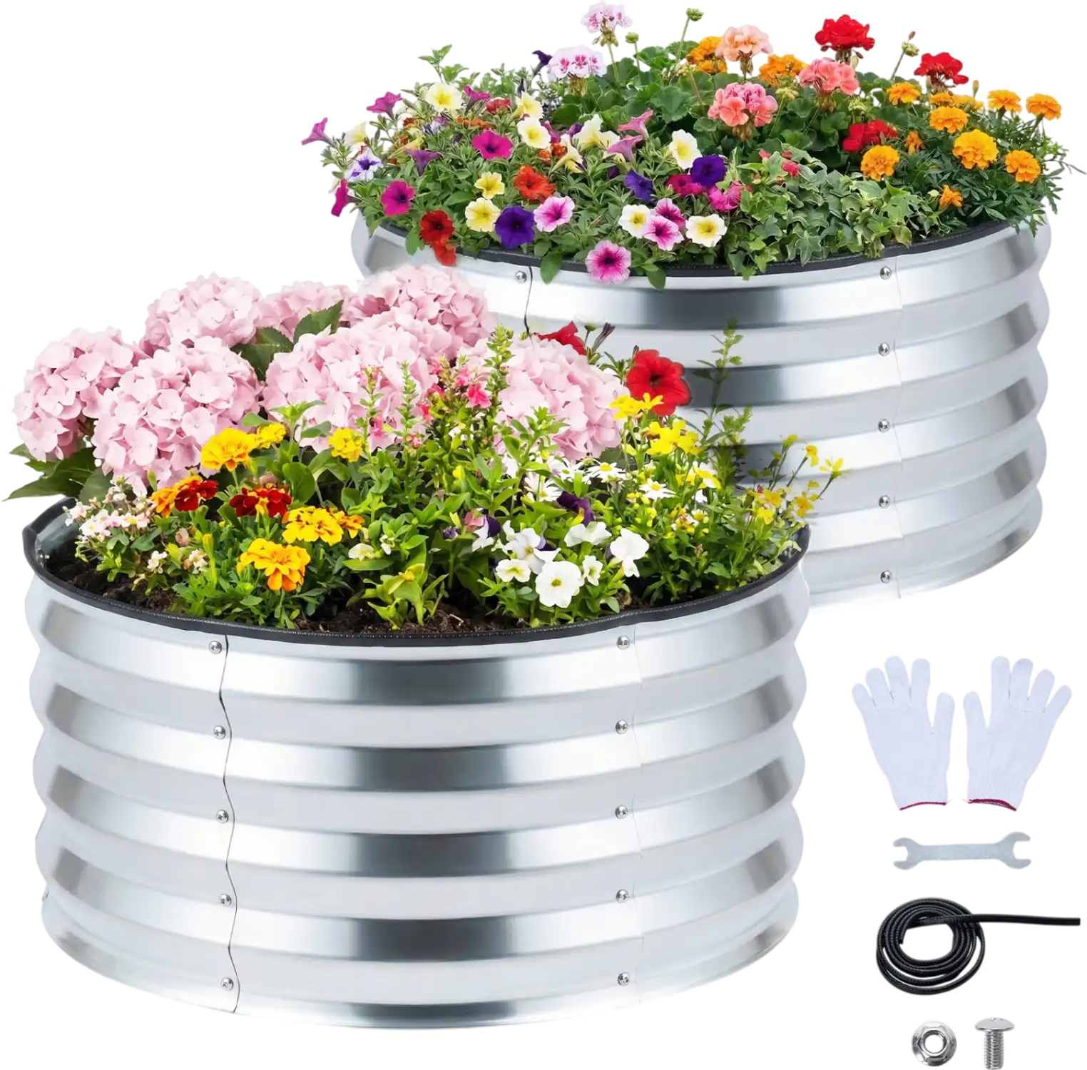 Costway 2 Pack Galvanized Raised Garden Bed Kit Open-Ended Base 81233280 New
