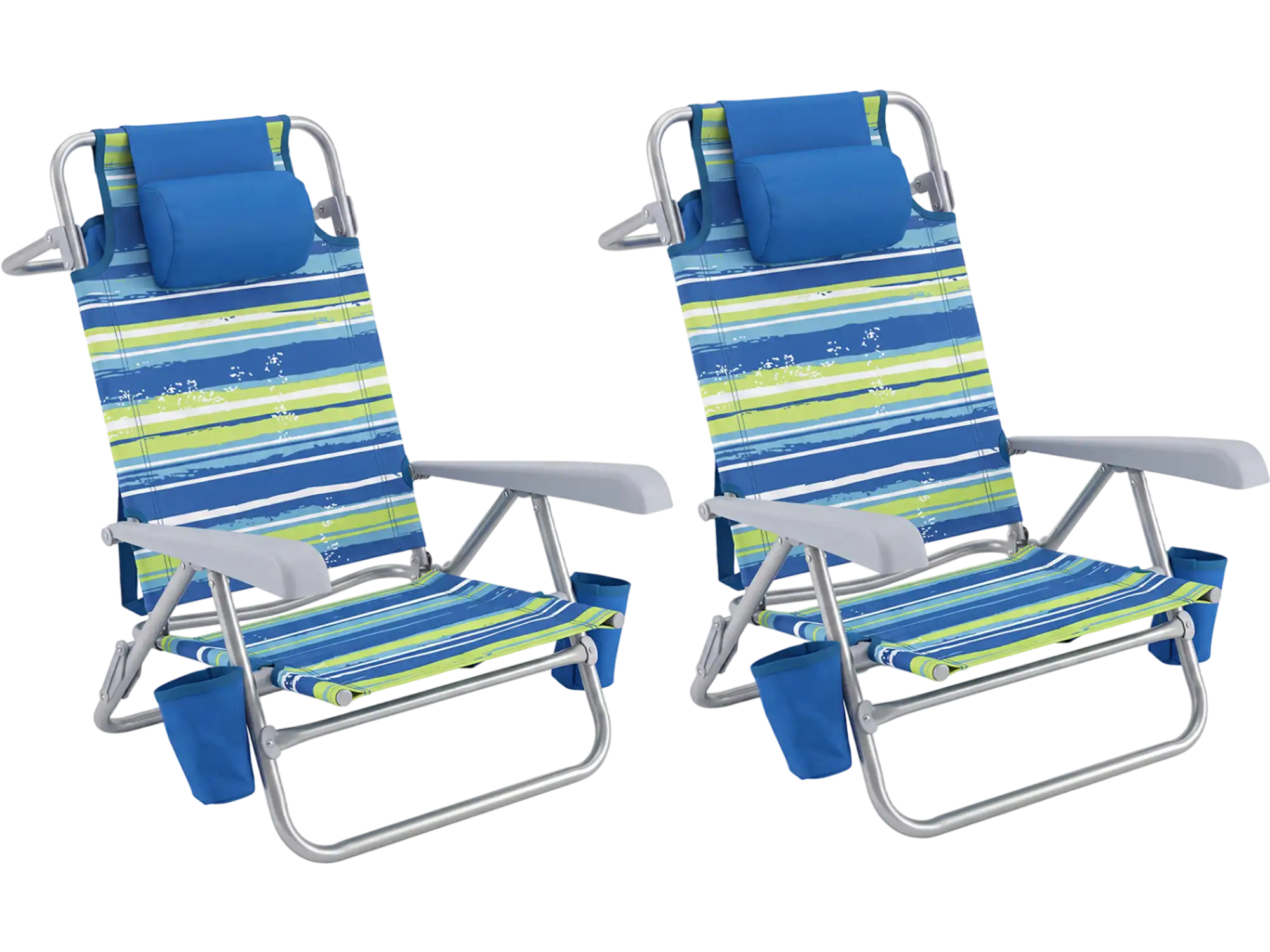 Costway Portable Folding Beach Chair 2 Pack 7-Position Backrest 19263433 New