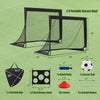 Portable 4 x 3 FT soccer goals set with carrying bag, pitch marker cloth, and cones for easy setup and transport.