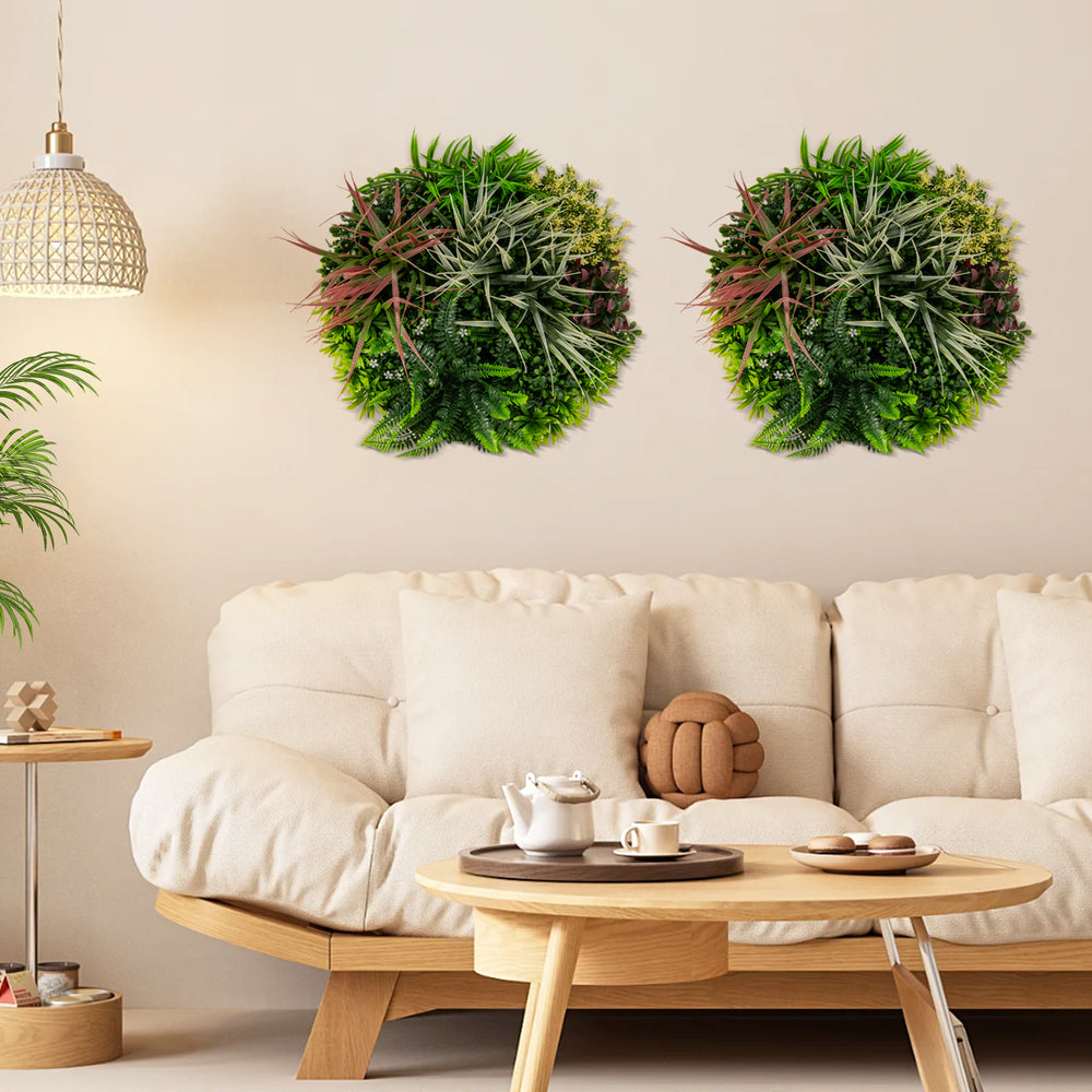 Vibrant 2 Pack Square Framed Artificial Foliage Wall Art featuring a lush green design, perfect for home or office.