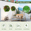Square framed artificial foliage wall art with 100% PE leaves, suitable for indoor and outdoor decoration.