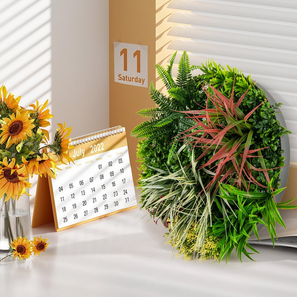 Square framed artificial foliage wall art with lush greenery, perfect for enhancing any balcony or office space.