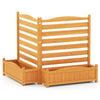 Freestanding 2-panel outdoor wood privacy screen with built-in planter boxes, crafted from natural fir wood for.