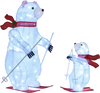 2 PCS Animated Skiing Polar Bears Pre-lit Christmas Bear Decoration with Skiing Motion