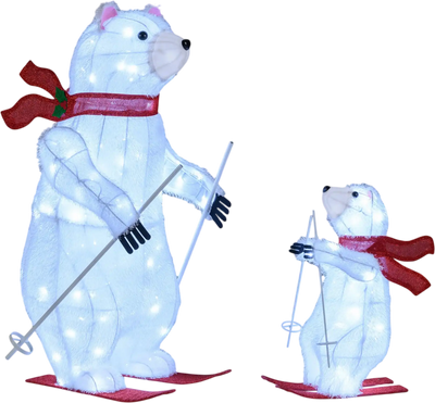 Costway 2-Pc Animated Pre-Lit Skiing Polar Bears Christmas Decoration 62303016 New
