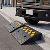 Driveway threshold ramps set with 5/6 inch rise, made of durable rubber, designed for medium trucks and enhanced.