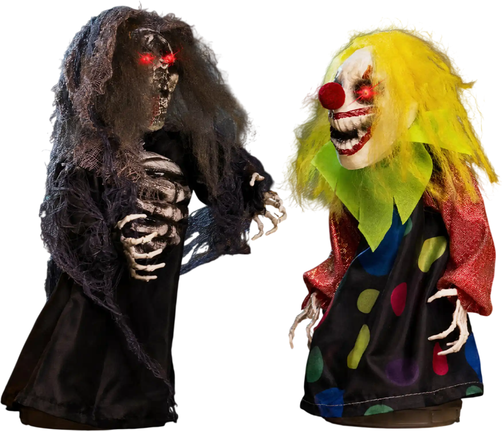 Costway 2 Pc Halloween Animatronics Clown Reaper Tabletop Decorations 18213428 New