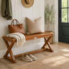 2-Person 44" Solid Wood Outdoor Bench with Slatted Seat for Patio Park Balcony-1 Piece - Gallery View 1 of 8
