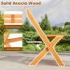 Acacia wood patio garden bench with X-shaped structure, 800 lbs capacity, ideal for two, perfect for outdoor relaxation.