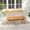 Acacia wood patio garden bench for 2, featuring a folding design and 800 lbs capacity, ideal for porch or balcony use.