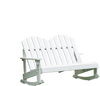 White 2-person Adirondack rocking chair with slatted seat, made from fir wood, ideal for outdoor use in backyard or.