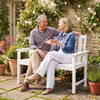 2-Person All Weather HDPE Outdoor Garden Bench with Backrest and Armrests-White - Gallery View 1 of 9