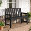2-Person All Weather HDPE Outdoor Garden Bench with Backrest and Armrests-Black - Gallery View 1 of 10