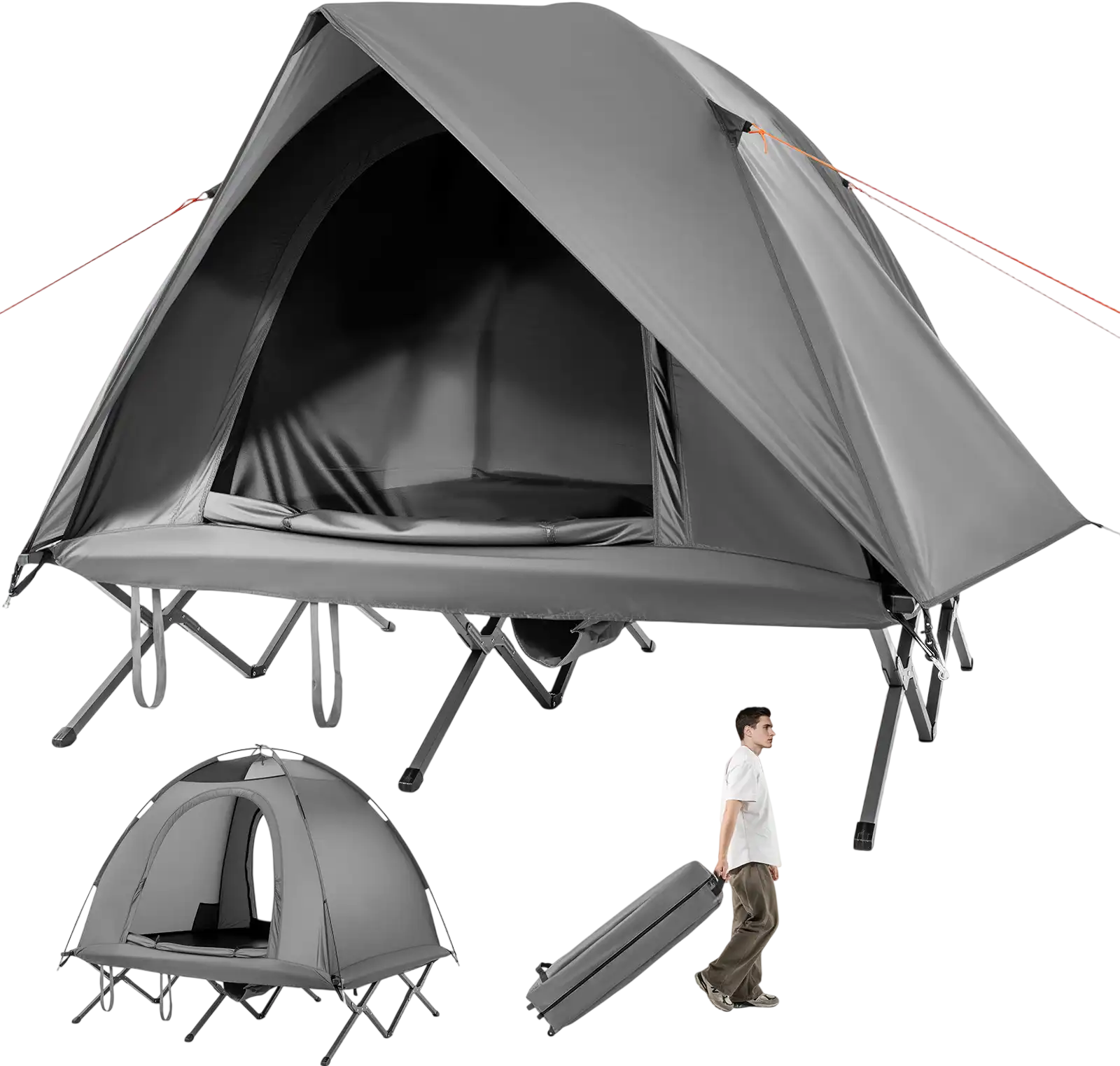 Costway 2-Person Foldable Camping Cot Tent Off-Ground for Adults 13497117 New