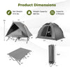 2-person camping cot tent combo in grey, featuring waterproof rainfly and dual mesh doors for airflow, ideal for.