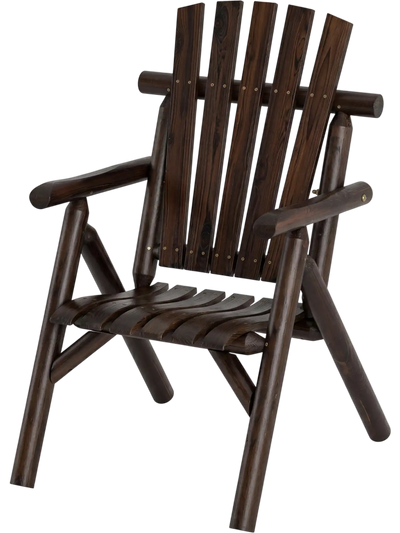 Costway Log Wood Patio Bench Chair Slatted Backrest Deck Backyard 84568702 New