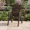 Brown log wood patio chair features a slatted backrest and ergonomic design, ideal for gardens, decks, and poolside relaxation.
