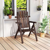 Brown log wood patio chair with slatted backrest, designed for comfort and stability, perfect for garden and porch use.