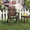 Log wood patio chair with slatted backrest, ergonomic design, perfect for deck or backyard relaxation.