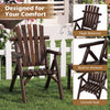 Log wood patio chair with slatted backrest, curved seat, and armrests, perfect for deck and backyard relaxation.