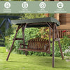 Costway Porch Swing 2-Person Outdoor Wooden with Adjustable Canopy New