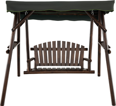 Costway Porch Swing 2-Person Outdoor Wooden with Adjustable Canopy New