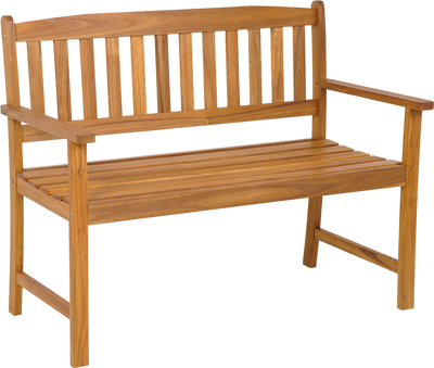 Costway 2-Person Patio Acacia Wood Bench with Backrest Armrests 89673142 New