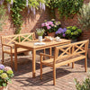 Acacia wood garden chair with armrests, showcasing natural grain, perfect for backyard relaxation and outdoor.