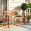 Acacia wood garden chair with armrests, slatted seat design, perfect for patio or porch relaxation.