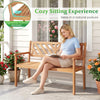 2-person patio acacia wood garden chair with armrests, featuring an ergonomic inclined backrest for comfortable.