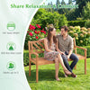 2-person patio acacia wood garden chair with armrests, 44-inch wide seat, ideal for porch or outdoor relaxation.