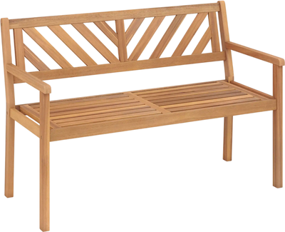 Costway 2-Person Patio Acacia Wood Garden Bench with Armrests Backrest 71925395 New