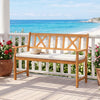 Acacia wood garden chair features a supportive x-shaped backrest and removable seat cushion, ideal for outdoor patios.