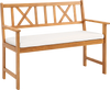 Acacia wood garden chair with removable cushion features an ergonomic backrest and cozy armrests, ideal for patios and gardens.