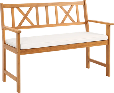 Costway 2-Person Patio Acacia Wood Garden Bench Chair w/ Removable Seat Cushion 95383872 New