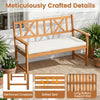 Acacia wood garden chair features a slatted seat and ergonomic backrest, perfect for comfortable outdoor seating.