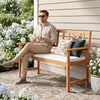 Acacia wood garden chair with removable seat cushion, featuring cozy armrests and supportive x-shaped backrest for comfort.