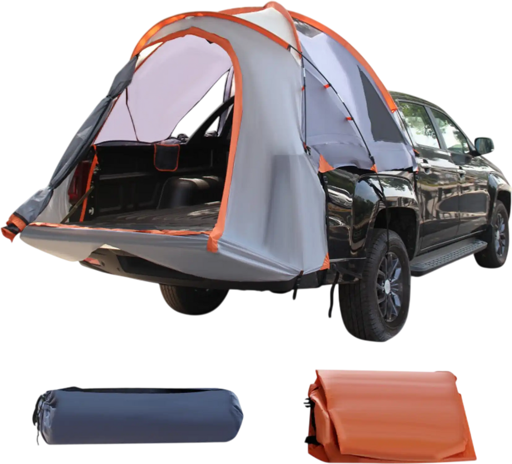 Portable pickup tent for 2-3 people with detachable top cover, waterproof fabric, and convenient carry bag for easy.