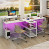2-Person Reversible Computer Desk Long Office Desk with LED Lights-White - Gallery View 1 of 10